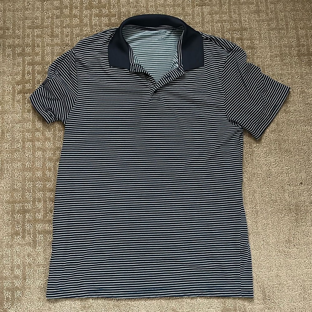 Navy and White Striped Polo